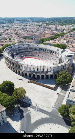 Drone foto Nimes Arena, arènes de Nimes france Europe Foto Stock