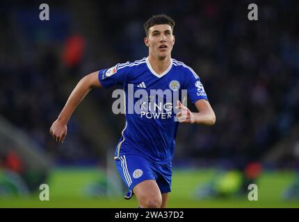 Cesare Casadei di Leicester City durante la partita del campionato Sky Bet al King Power Stadium di Leicester. Data immagine: Lunedì 1 gennaio 2024. Foto Stock