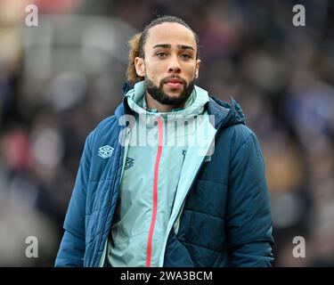 Marcus Harness di Ipswich Town cammina verso la panchina prima del calcio d'inizio, durante la partita del campionato Sky Bet Stoke City vs Ipswich Town al Bet365 Stadium, Stoke-on-Trent, Regno Unito, 1 gennaio 2024 (foto di Cody Froggatt/News Images) a Stoke-on-Trent, Regno Unito il 1/1/2024. (Foto di Cody Froggatt/News Images/Sipa USA) Foto Stock