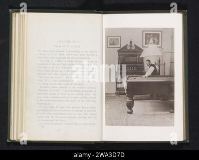 L'uomo gioca a biliardo, c. 1875 - in o prima del 1885 stampa fotomeccanica biliardi collotipo di carta della Gran Bretagna. interno  rappresentazione di un edificio. biliardo (+ sportivo, giocatore, ecc.) Foto Stock
