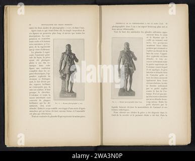 Scultura in bronzo di Ambroise Paré, presumibilmente di Émile Louis Picault, fotografata dall'acqua, Adolphe Louis Donnadieu (possibile), c. 1891 - in o prima del 1901 stampa fotomeccanica prevenire nell'album 'The Photograph of Submerged Objects', 1901. Scultura di carta di Parigi Foto Stock