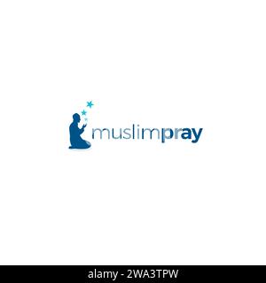 Logo musulmano Pray. Logo del popolo musulmano Illustrazione Vettoriale