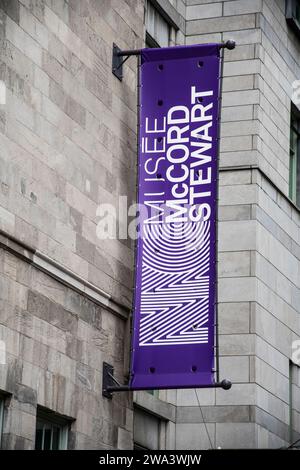 Cartello per il museo McCord Stewart nel centro di Montreal, Quebec, Canada Foto Stock