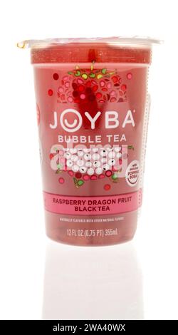 Winneconne, WI - 23 dicembre 2023: Un pacchetto di tè Joyba buttle che salta boba drink su uno sfondo isolato. Foto Stock