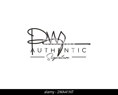 Vettore modello logo firma PW. Illustrazione Vettoriale