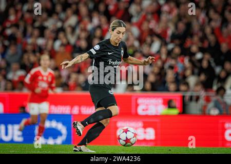 Sara Doorsoun durante la partita di UEFA Women Champions League 23/24 tra SL Benfica e Eintracht Francoforte all'Estadio da Luz, Lisbona, Portogallo. (Maciej solo camera Foto Stock