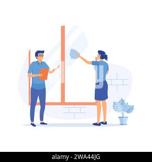 Set di illustrazioni vettoriali di cartoni animati isolati per le aziende alberghiere. illustrazione moderna a vettore piatto Illustrazione Vettoriale