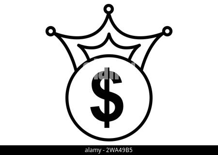 Corona con icona del dollaro. icona relativa al successo finanziario e alle royalty. stile icona linea. illustrazione degli elementi aziendali Illustrazione Vettoriale