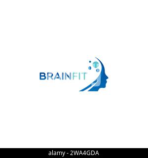 Logo Brain Fit. Illustrazione del vettore cerebrale Illustrazione Vettoriale