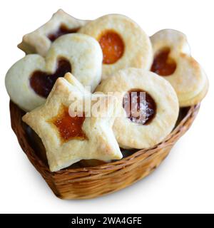 Gustosi biscotti fatti in casa su sfondo bianco isolato Foto Stock