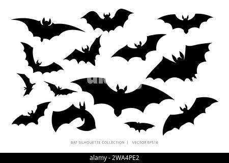 Decorazione a pistrello Halloween con design vettoriale isolato su sfondo bianco Illustrazione Vettoriale