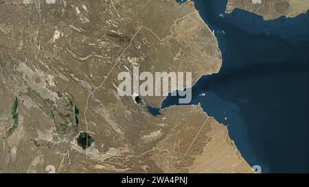 Gibuti delineato su una mappa satellitare ad alta risoluzione Foto Stock