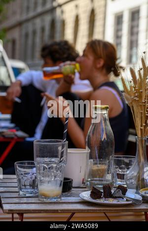 Svago e shopping nella via pedonale Vaci utca Budapest, Ungheria Foto Stock