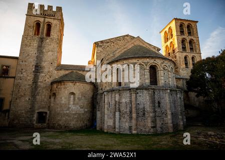 Abbazia di Caunes-Minervois, risalente all'VIII secolo, il dipartimento dell'Aude nella regione dell'Occitania, Francia Foto Stock