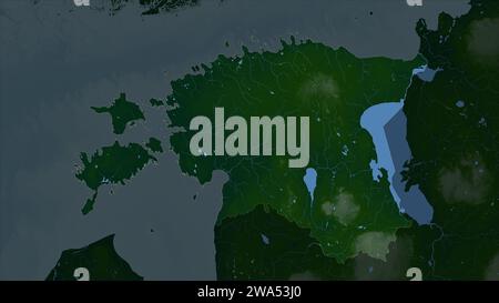 L'Estonia è evidenziata su una mappa colorata con laghi e fiumi Foto Stock