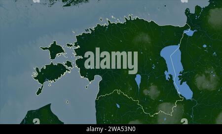L'Estonia è delineata su una mappa colorata con laghi e fiumi Foto Stock