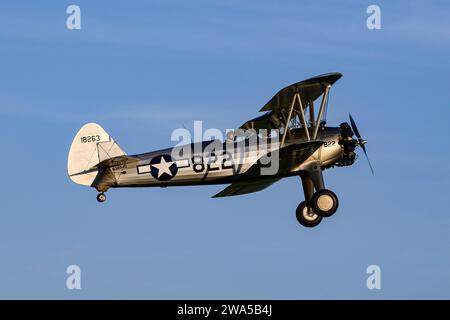 Un Boeing PT17 Srearman biplano WW2 american training Aircraft dell'USAAF Foto Stock