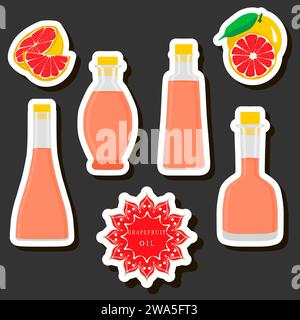 Illustrazione su tema grande set diversi tipi di olio liquido, bottiglia di varie dimensioni, olio del pasto di raccolta per la bevanda di salute biologica in bottiglia, olio in exclu Illustrazione Vettoriale