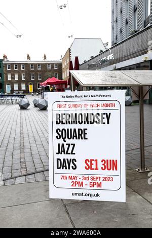 Cartello per Bermondsey Square Jazz Days 2023, Londra, Inghilterra Foto Stock