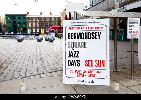 Cartello per Bermondsey Square Jazz Days 2023, Londra, Inghilterra Foto Stock