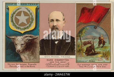 Governatore Ross, Texas, da "Governors, Arms, ecc.". Series (N133-2), pubblicato da Duke Sons & Co. 1963 da W. Duke, Sons & Co.. Foto Stock