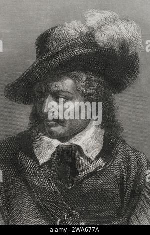 Oliver Cromwell (1599-1658). Leader politico e militare inglese. Lord Protettore di Gran Bretagna (1653-1658). Ritratto. Incisione. "Historia Unive Foto Stock