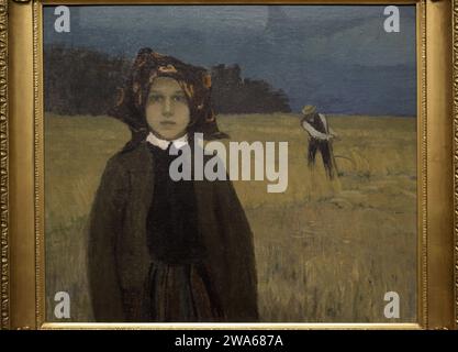 Janis Valters (Johann Walter) (1869-1932). Artista tedesco Baltico. Peasant Girl, CA. 1904. Olio su tela, 83,8 x 98 cm. Museo nazionale lettone d'arte riga. Lettonia. Foto Stock