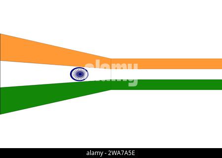 India, bandiera nazionale dell'India con un gioco di prospettive. La bandiera indiana è conosciuta come Tiranga e presenta un design distintivo con i colori Foto Stock