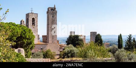 Le torri Cugnanesi e Becci a San Gimignano, Italia Foto Stock