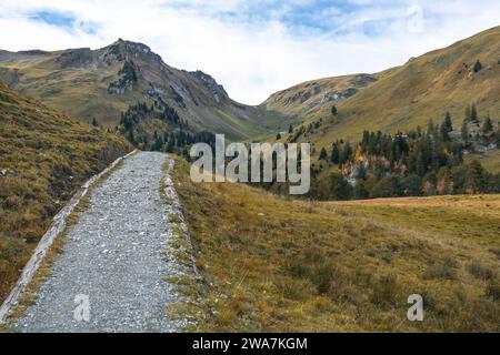 Profumi autunnali: Una maestosa escursione sulle Alpi Foto Stock