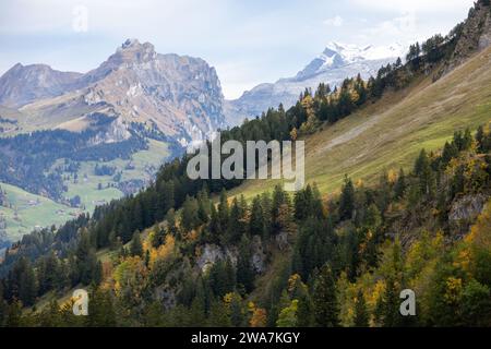 Profumi autunnali: Una maestosa escursione sulle Alpi Foto Stock