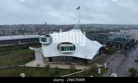 Drone foto Centro Pompidou, Centro Pompidou Metz Francia Europa Foto Stock