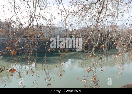 Roma, Italia. 2 gennaio 2024. Un colpo del fiume Tevere, Roma, Italia, 2 gennaio 2024. (Foto di Elisa Gestri/Sipa USA). Credito: SIPA USA/Alamy Live News Foto Stock