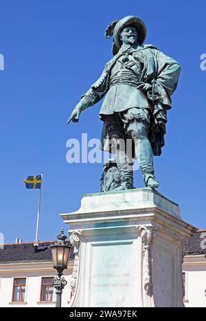 Statua, monumento al re Gustavo Adolfo II su Gustavo Adolfo Torg, Goteborg, Västra Götalands län, Svezia, Europa Foto Stock