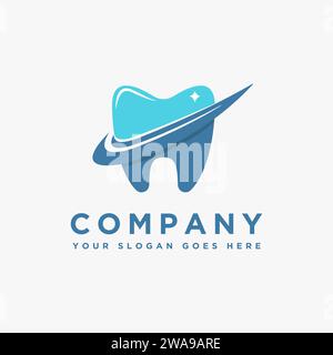 Segnare e brillare l'icona del logo dei denti modello vettoriale su sfondo scuro Illustrazione Vettoriale