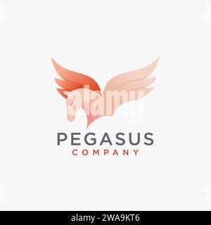 Modello vettoriale moderno astratto con logo pegasus su sfondo bianco Illustrazione Vettoriale