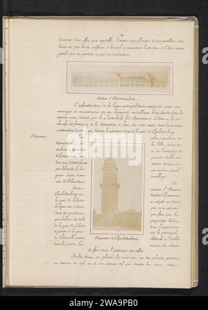 Due edifici a Berlino, Anonymous, c. 1874 - nel o prima del 1884 fotografare sopra una produzione fotografica di un disegno dalla stazione di Alexanderplatz, sotto la torre dell'acqua vicino a Charlottenburg. Stazione di stampa albumen di supporto fotografico di Berlino; rifugio (ferrovia, tram). interno  rappresentazione di un edificio. ferrovia, treno. torre dell'acqua Foto Stock