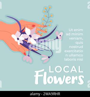 Poster o banner pubblicitari con fiori locali Illustrazione Vettoriale