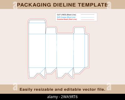 Scatola di bloccaggio automatico e modello linea stampo scatola, file vettoriale Illustrazione Vettoriale