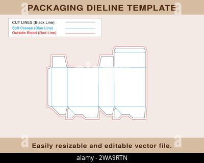 Scatola di bloccaggio automatico, scatola di conservazione, modello linea die scatola regalo, file vettoriale Illustrazione Vettoriale