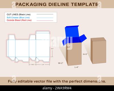 Scatola di bloccaggio automatico, scatola di conservazione, modello Dieline confezione regalo, file vettoriale Illustrazione Vettoriale