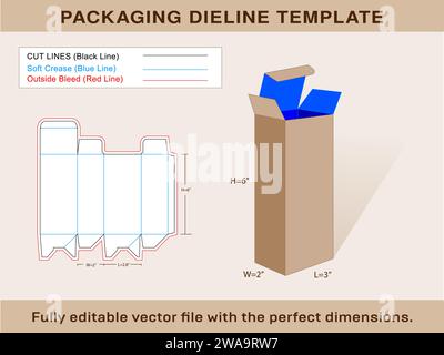 Modello Dieline casella di blocco automatico, file vettore Illustrazione Vettoriale