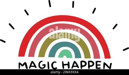 Immagine vettoriale che disegna a mano la magia dell'arcobaleno Illustrazione Vettoriale