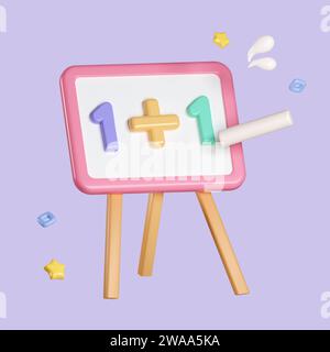 Concetto educativo matematico dei cartoni animati 3D isolato su sfondo pastello. percorso di ritaglio simbolo icona. istruzione. illustrazione del rendering 3d. Foto Stock