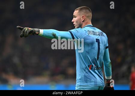 Milano, Italia. 2 gennaio 2024. Boris Radunovic (Cagliari) in occasione della partita AC Milan vs Cagliari calcio di Coppa Italia a Milano, 02 gennaio 2024 crediti: Agenzia fotografica indipendente/Alamy Live News Foto Stock