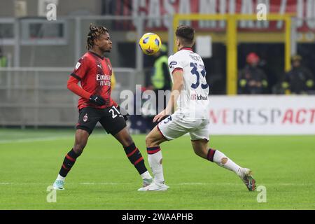 Milano, Italia. 2 gennaio 2024. 2 gennaio 2024 Milano - Italia - sport, calcio - Milano vs Cagliari Coppa Italia 2023/2024 - Stadio G. Meazza - nella foto: Samuel Chukwueze (21 AC Milan) crediti: Kines Milano/Alamy Live News Foto Stock