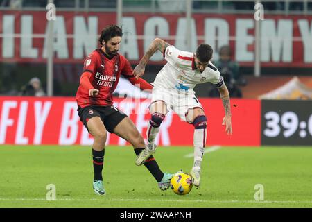 Milano, Italia. 2 gennaio 2024. 2 gennaio 2024 Milano - Italia - sport, calcio - Milano vs Cagliari Coppa Italia 2023/2024 - Stadio G. Meazza - nella foto: yacine adli a.c. milan crediti: Kines Milano/Alamy Live News Foto Stock