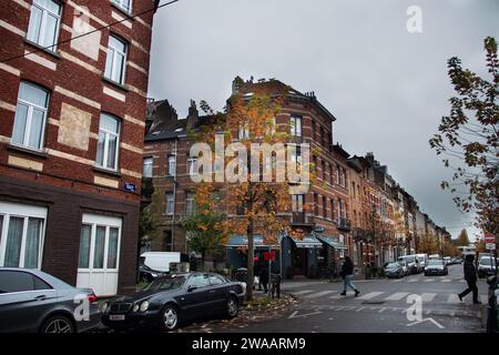 L'architettura di Bruxelles presenta un accattivante mix di stili, dal gotico all'Art Nouveau. Grandi palazzi, facciate decorate e splendidi monumenti storici Foto Stock