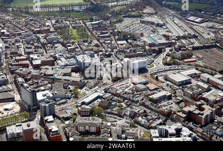 Vista aerea del centro della citta' di Preston, Lancashire Foto Stock