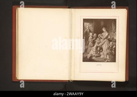 Produzione fotografica di un disegno, che rappresenta Werther vede Lotte con i suoi fratelli e sorelle, Anonymous, dopo Wilhelm von Kaulbach, c. 1875 - c. 1885 collotipo di carta fotomeccanica (scene da) opere specifiche di letteratura: Goethe, Werther. fratelli o sorelle (relazioni familiari di secondo grado) Foto Stock